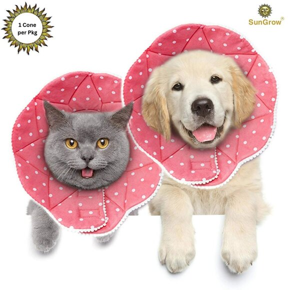 SunGrow Other - SunGrow Polka Dot Pet Soft Adjustable Recovery Cone | NWT | M | Pink White